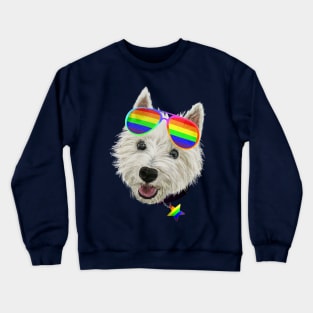 Gay Pride Westie LGBT Dog Sunglasses Crewneck Sweatshirt